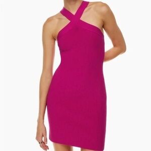 Aritzia Babaton Cross Neck Halter Contour Bandage Mini Dress